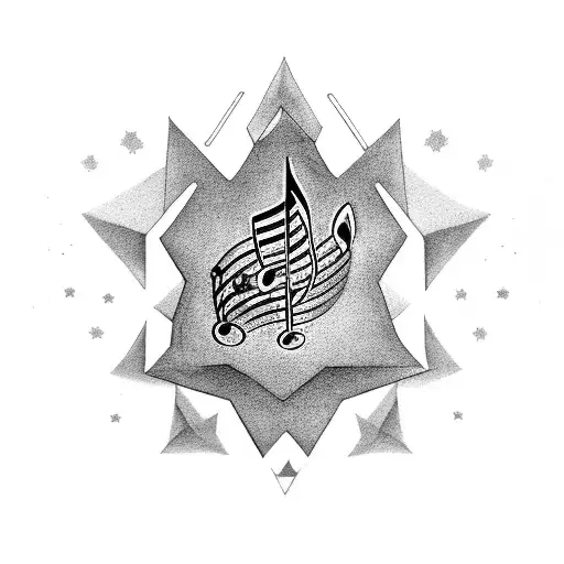 Music Notes And Stars On Bacj