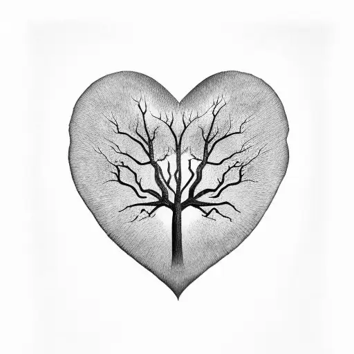 A Heart-shaped Tree Trunk With The Names Of Grandchildren Forming The Branches