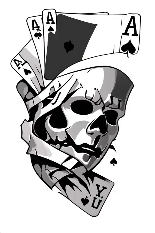 Armsleeve Tattoo Of Broken Mask And Poker Cards