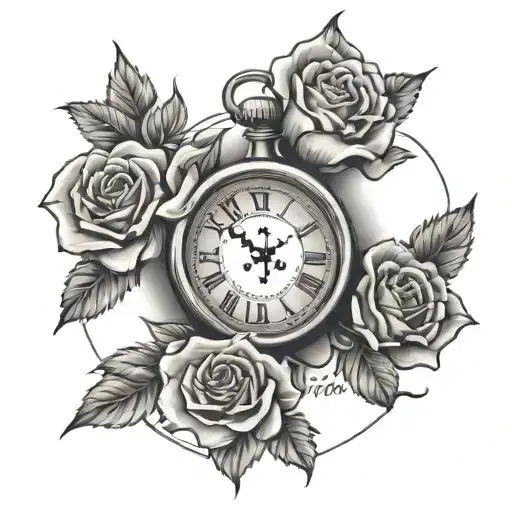 Rose With Time Healing Roman Numeral Clock
