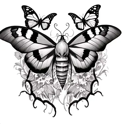 Death Moth With Butterflies Intertwined