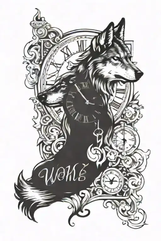 Clock With Wolf And Letters