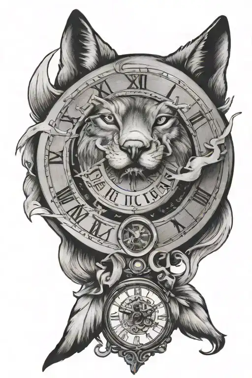 Clock With Wolf And Text Time Is Free But Time Is Priceless