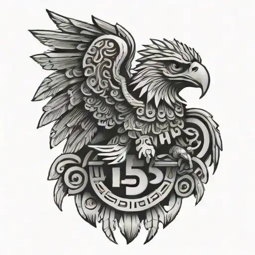 Aztec Eagle With The Number 14 15 And 16