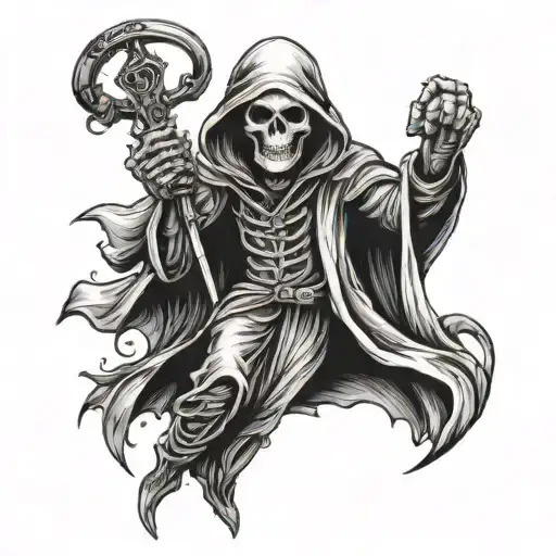 Grim Reaper Holding Pocket Watch