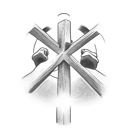 Jesus Inside The Cross Reaching For Someone's Hand