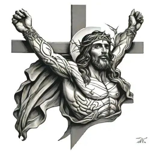 Jesus Christ On The Cross With The 2 Thieves