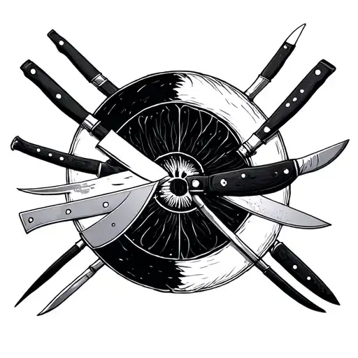 Ikigai Writter With Different Kitchen Knives Arranged