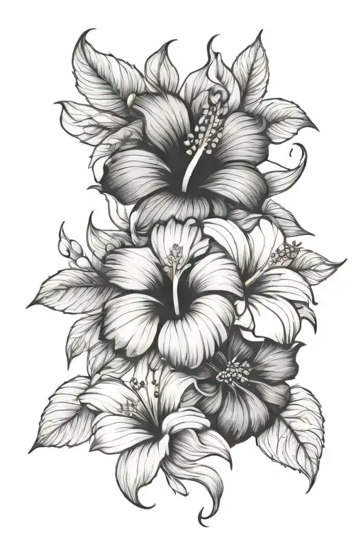 Hibiscus Rose Sunflower Intertwined