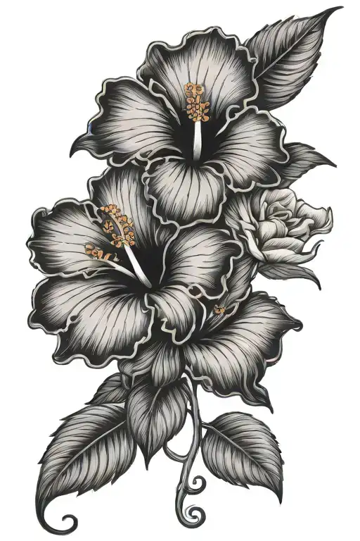 Hibiscus And Rose Intertwined