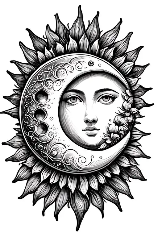 Sun And Moon Family Symbol Tattoo Design
