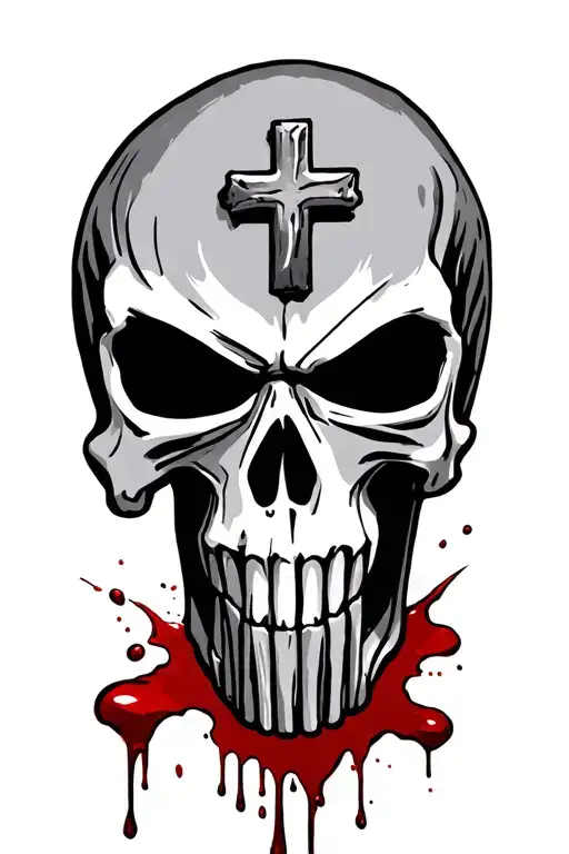 Punisher Skull With Cross And Blood
