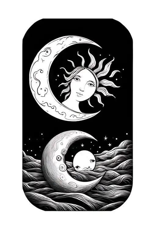 Sun And Moon Family Symbol Tattoo Design