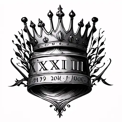 Birth Date Roman Numerals Wrapped Loosely Around A Crown