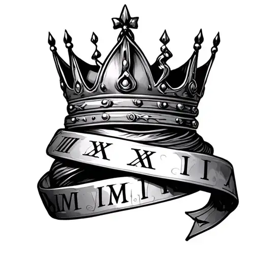 Birthday Roman Numerals Wrapped Loosely Around A Crown