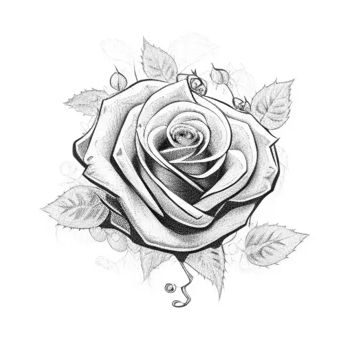 A Rose Surrounded By Vines And Topped With Betty Boop That Reaches Her Shoulder