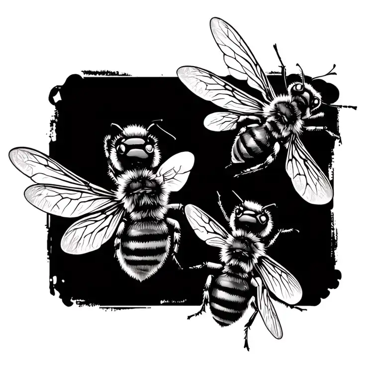 Three Small Bees Flying