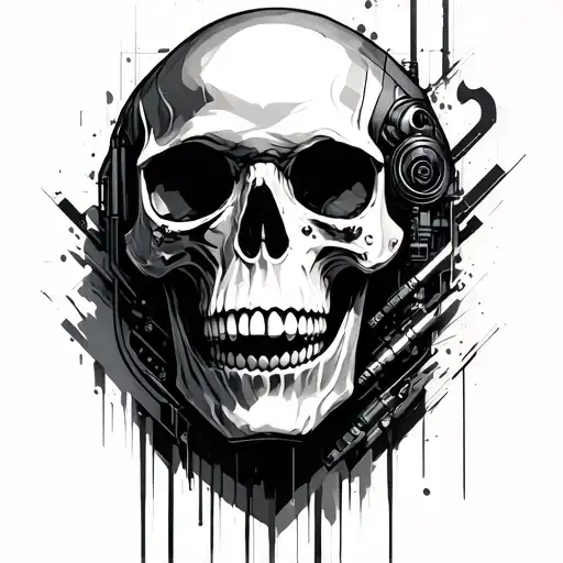 Cyberpunk Skull Degrading