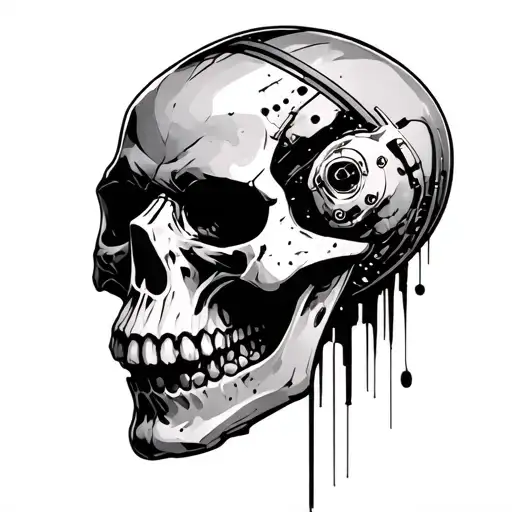 Cyberpunk Skull Side View Degrading