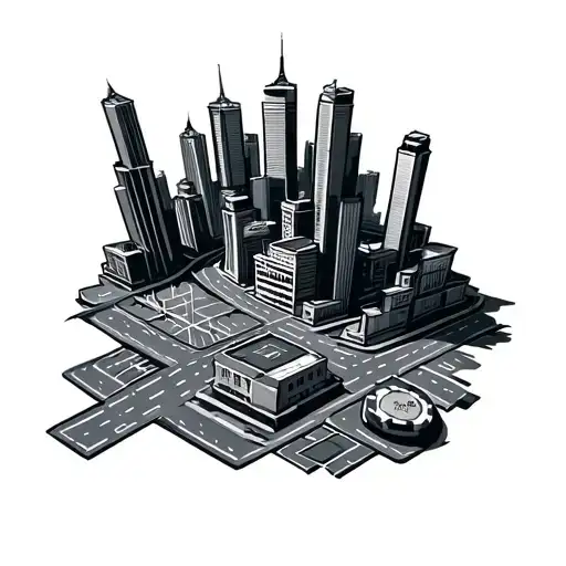 City Area With Roads And Buildings Designed Casino