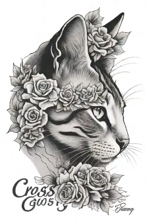 Cats Nose With The Name Crosby Written Underneath In Script With Flowers Around It