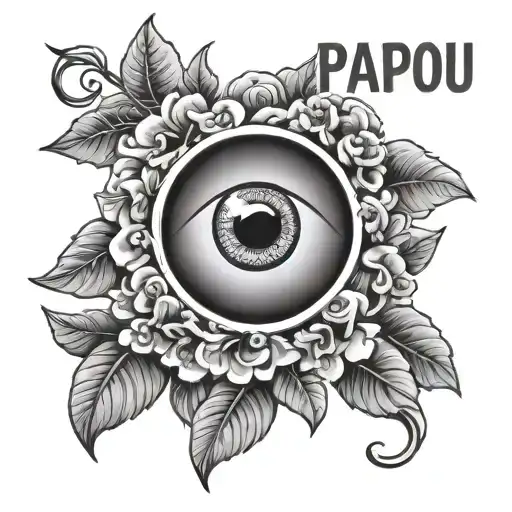 Combine The Evil Eye Symbol With A Bouquet Of Bougainvillea Flowers And The Word Papou