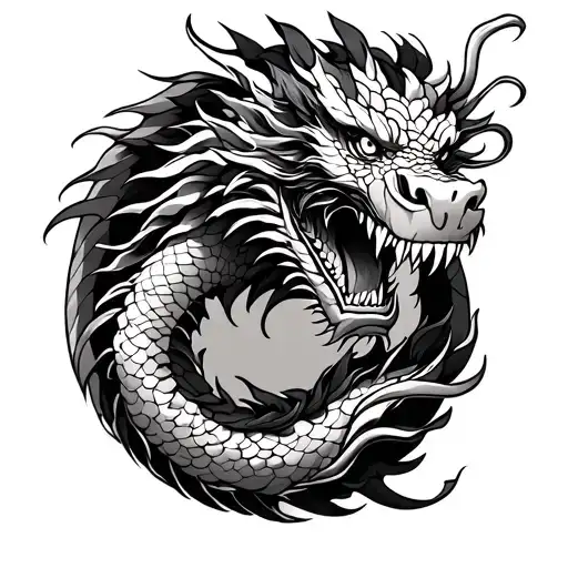 Japanese Dragon Tattoo Outline