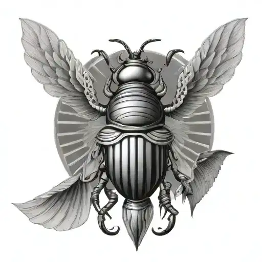 Eyes Of Horus On A Scarab Beetle Flying Towards The Sun
