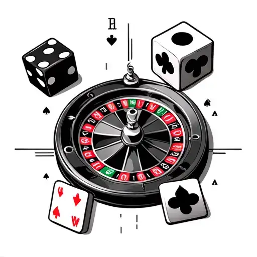 Upper Arm Gambling Themed Roulette Wheel With Black Jack And Dice