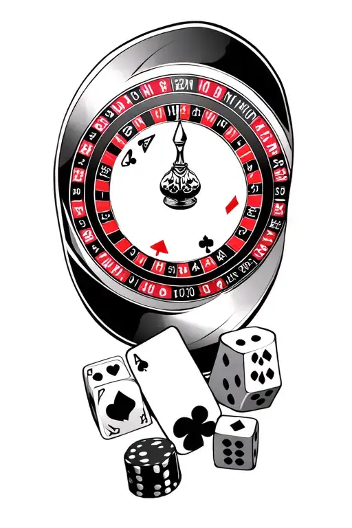 Upper Arm Gambling Themed Roulette Wheel With Black Jack And Dice