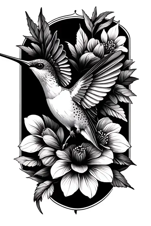 Hummingbird With Flowers