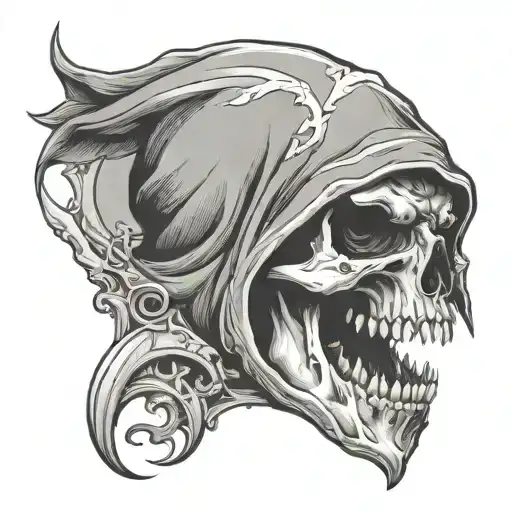 Reaper With A Head Of A Wolf Skull