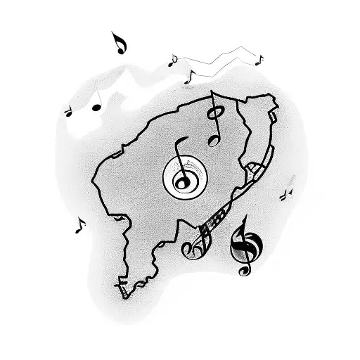 A Coffee Bean-shaped Map Of Manali With Musical Symbols Scattered Across It