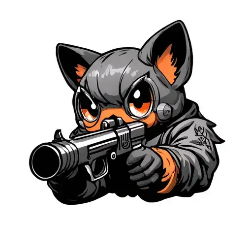 Cute Character With Gungester Gun