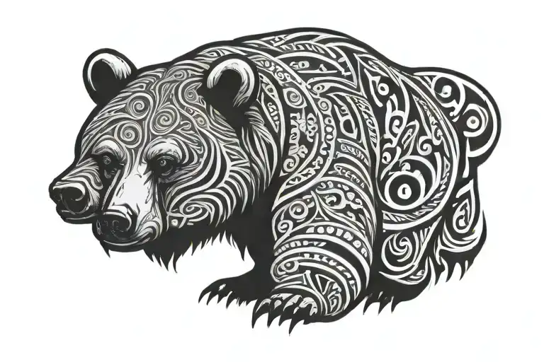 Bear Standing Tribal Design