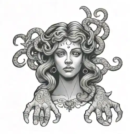 Medusa Holding Girl In Her Palms