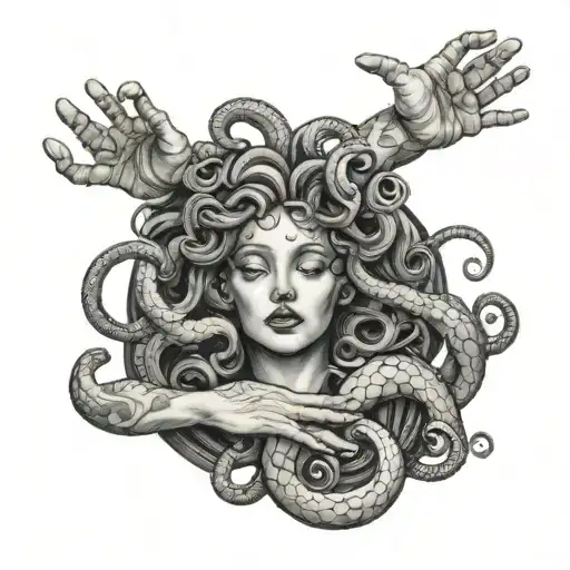 Medusa Holding Girl In Her Palms