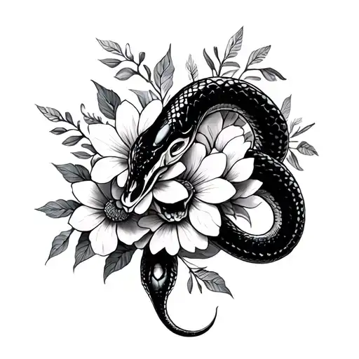 A Snake Made Out Of Flowers