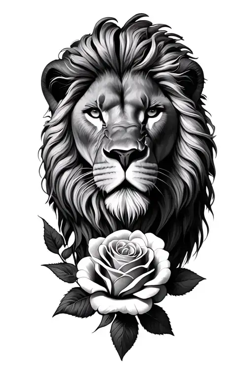 Lions Head And A Rose