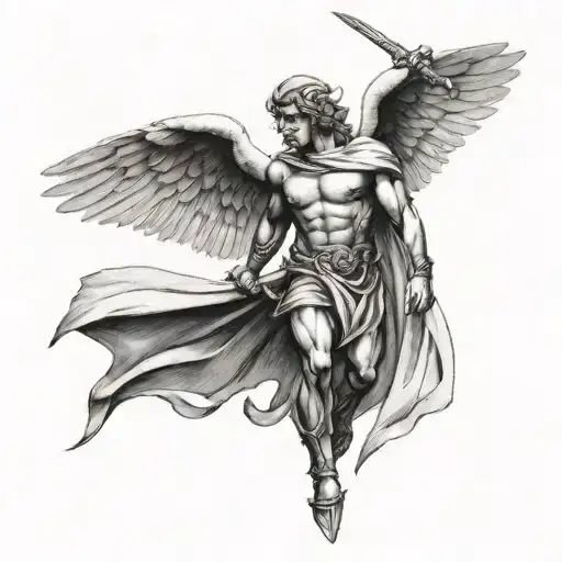 Greek God With Wings And Sword