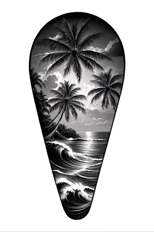 Polynesian Palm Trees And Waves