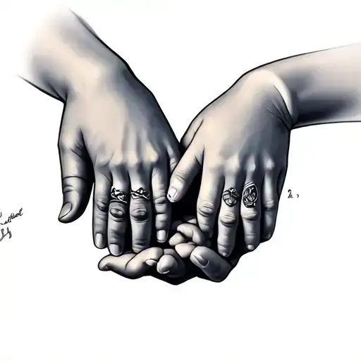 2 Adult Hands With 2 Baby Hands Holding