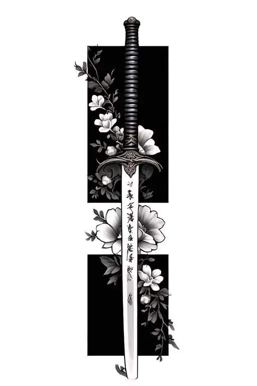 A Katana With Flowers