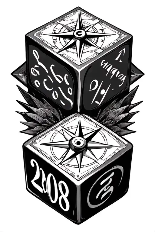 Compass Dices And Chinese Birthyear 2008 Sign