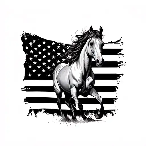 Ford Mustang Horse American Flag