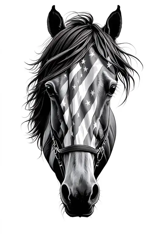 Ford Mustang Horse American Flag Inside