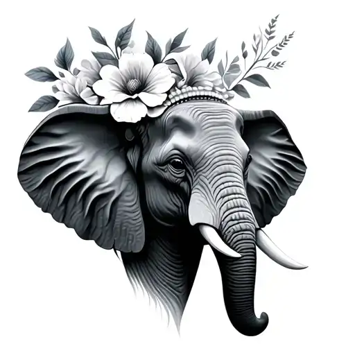 Manda Elephant Head With Flowers