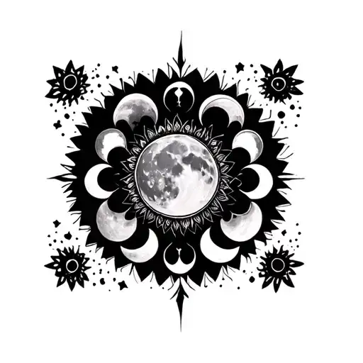 Moon Phases Tattoo Mandala
