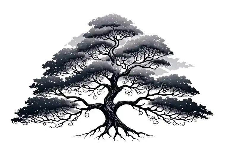 A Minimalistic Tree Of Life Tattoo With Curved Branches