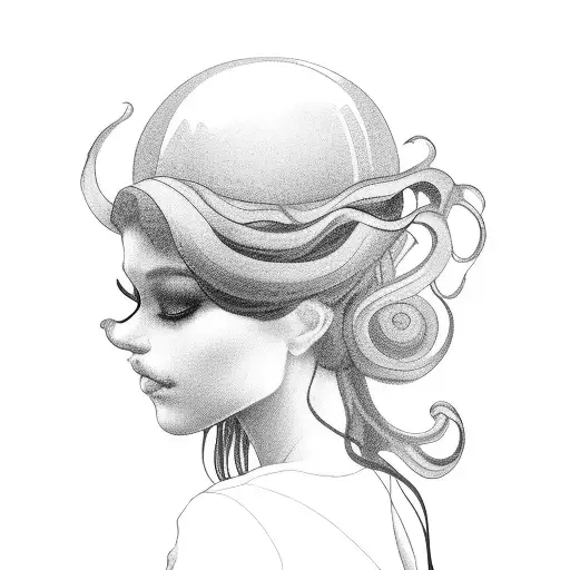 Elegant Silhouette Of A Girl With Curly Hair Embracing A Horse